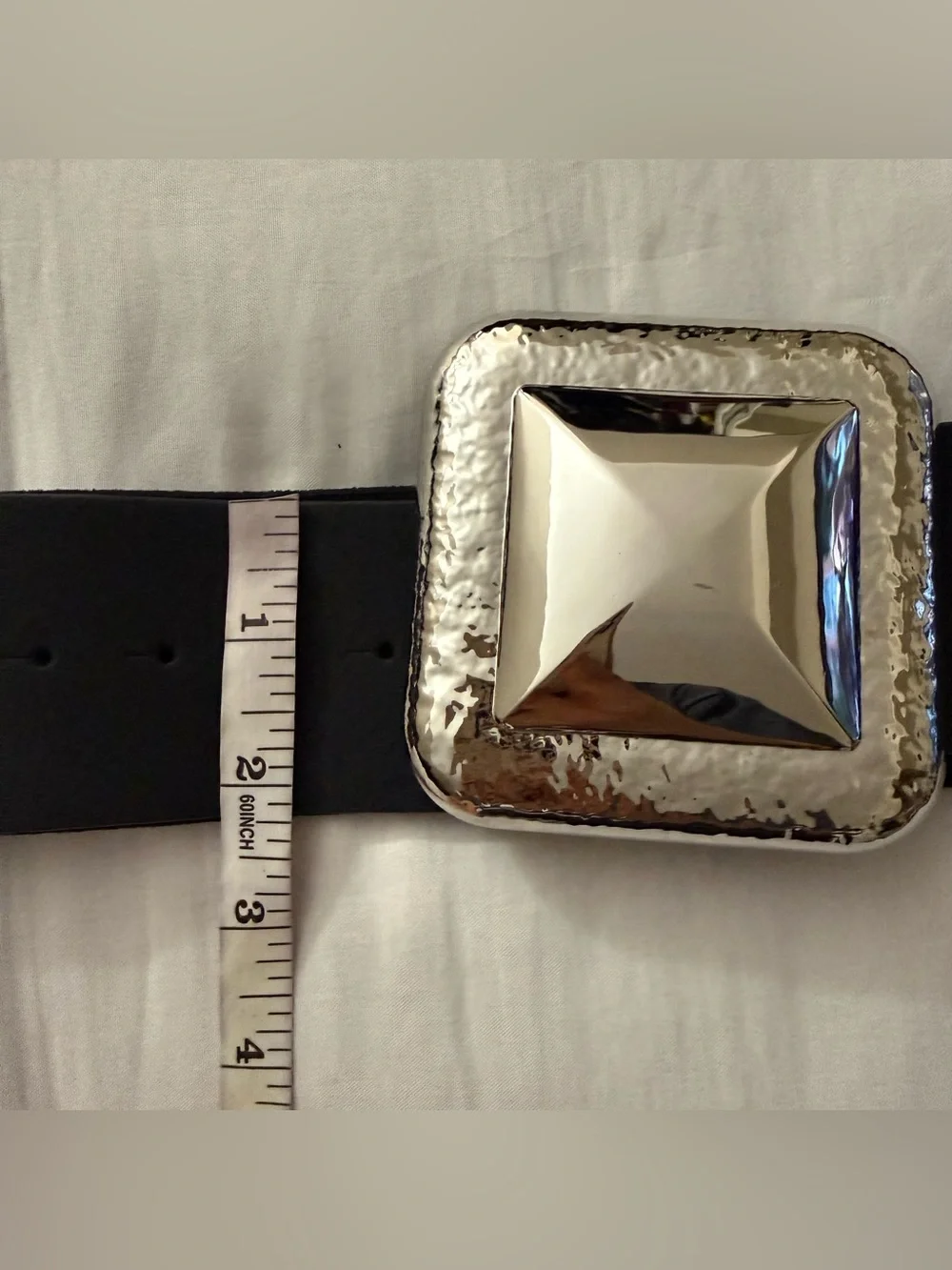 Black PU suede leather elastic waistband belt with silver square buckle